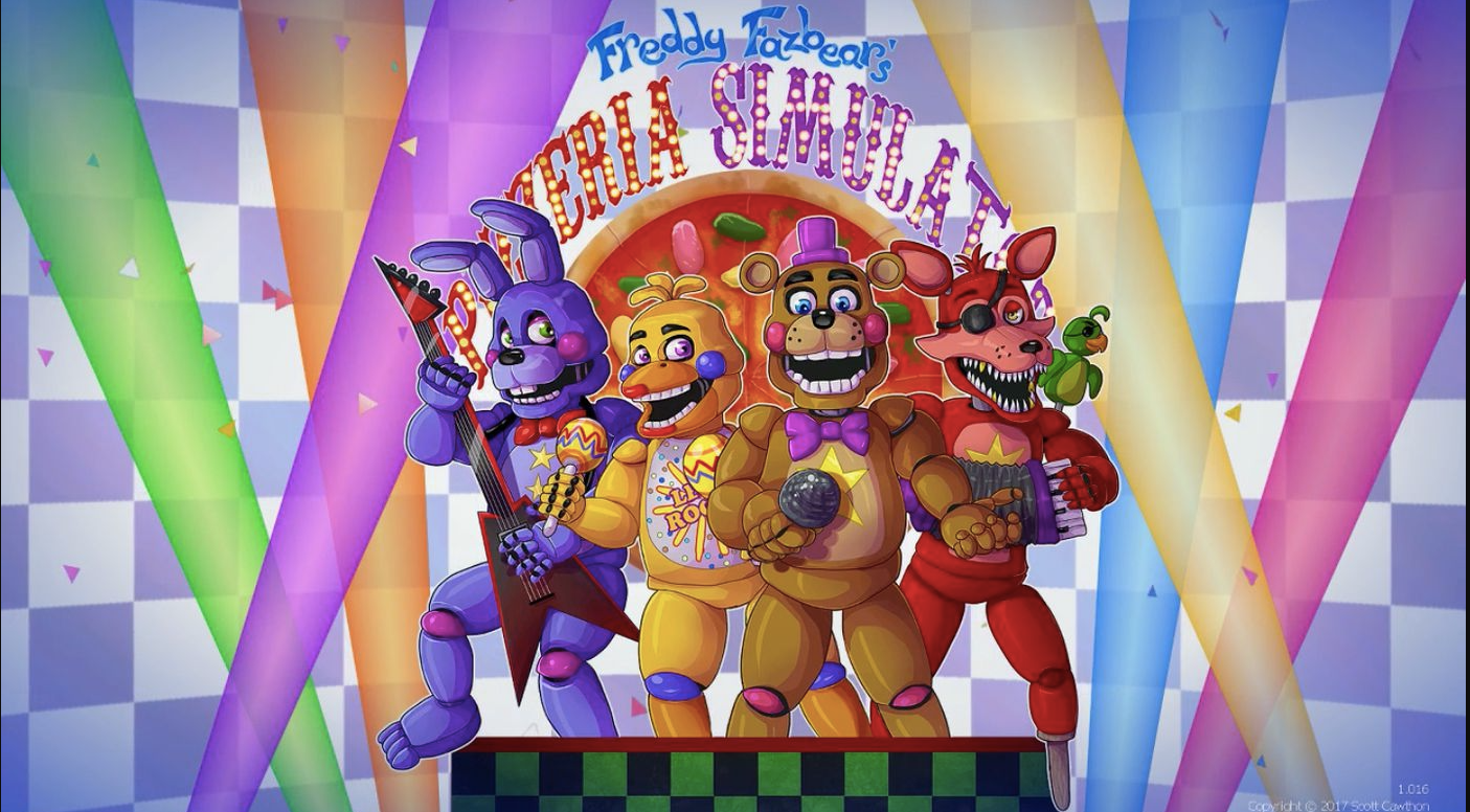 ekran po uruchomieniu gry przedstawiający rockstar animatroniki